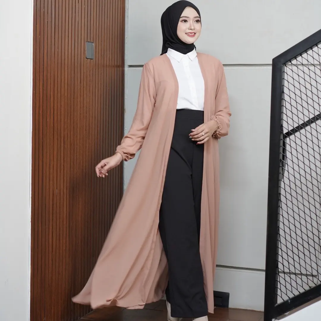 Kalula Outer / Outer simpel / Outer Ceruty / All Size Baju Muslim Wanita Cardigan Basic Panjang Kardigan Atasan Hitam Putih Santai