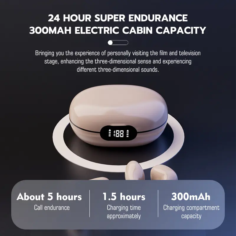 【COD】Ear Clip New Headset Earphone Bluetooth T93 (LY22) Battery Display Hi-Fi Sounds Quality Low Latency Headphone Wireless 1