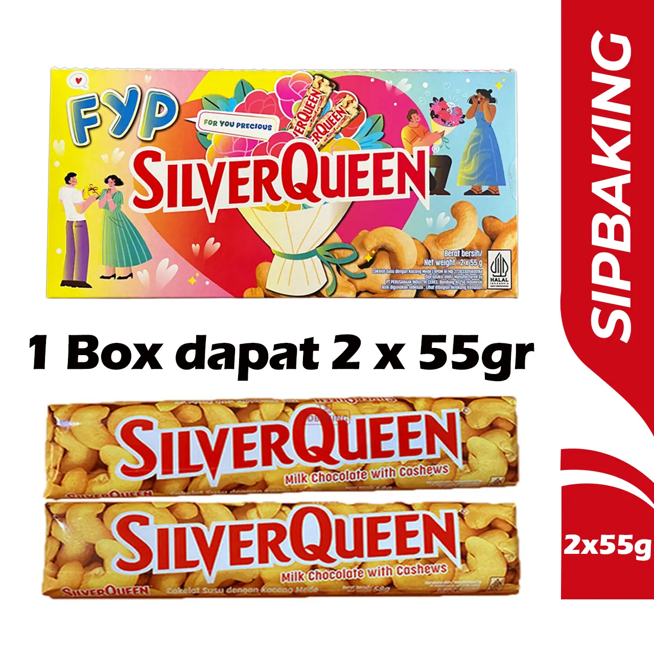 Silverqueen Cashew Paket isi 55gr x 2 For You Precious Cokelat Coklat Valentine