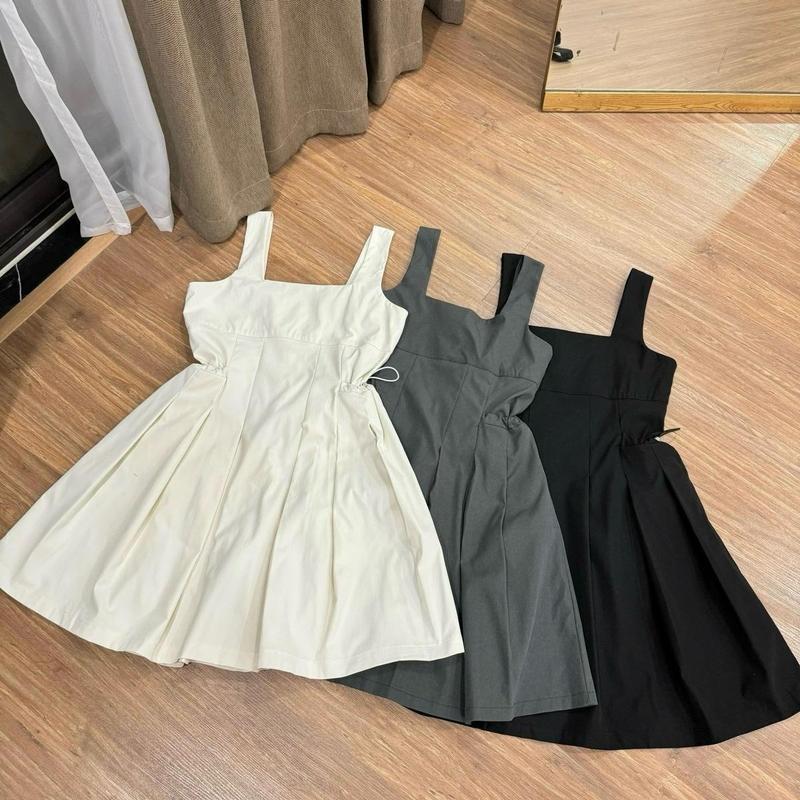 Váy hai dây bản to dáng A xoè rút eo MOCHOLO Nữ Women