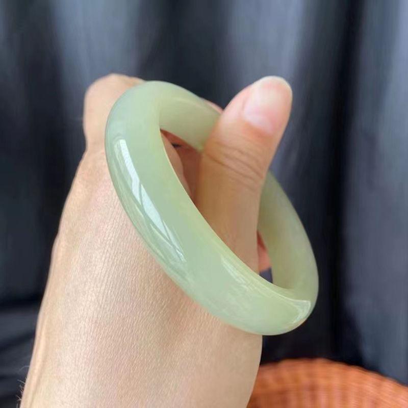 Vòng Tay Ngọc Bích Hòa Điền Ngọc Bích Trắng Xanh Lục Thanh Minh, Độ Tin Cậy, Dành Cho Nữ, Ngọc Bích Màu Hồ Và Xám, Ngọc Bích Tự Nhiên, Vòng Tay Ngọc Bích Zi Từ Tân Cương 4