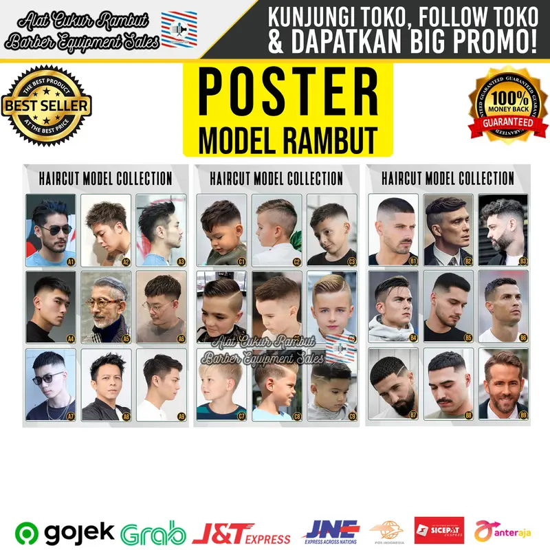 Poster Model Rambut Untuk Barbershop Pangkas Rambut Kertas 0