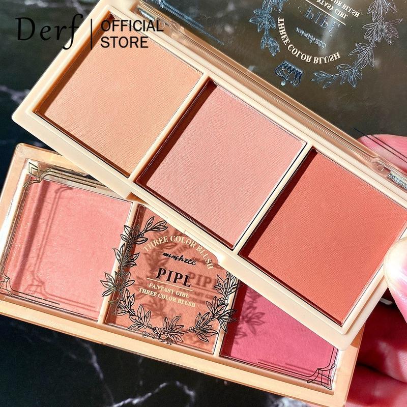 Bảng Màu Đánh Phấn Má Hồng, Không Thấm Nước, Tự Nhiên, Bắt Sáng, Tạo Đường Viền, Làm Sáng, Trang Điểm, Bảng Phấn Mắt, 3 Màu