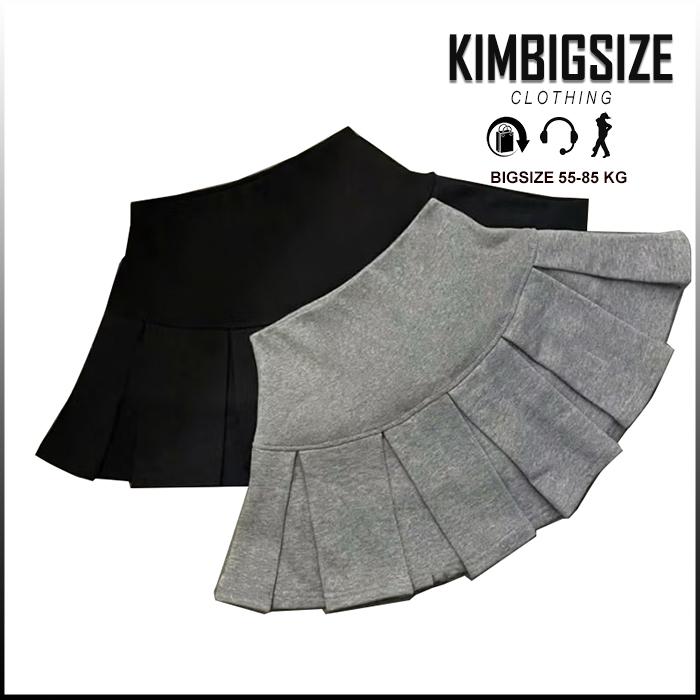 KIMBIGSIZE Chân váy xoè nữ vải bo gân phối nỉ tôn dáng bigsize(55-90kg) Nữ Women