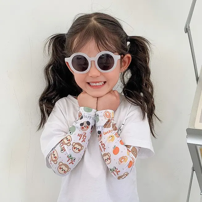 New children's sunglasses, cute boys and girls, super cute glasses, circle shape, simple sunshades