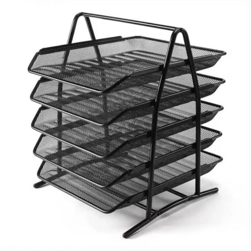 Stackable Letter Rack 5 Tier File Rack Metal Mesh Stackable Letter Tray Scratch- Resistant ...