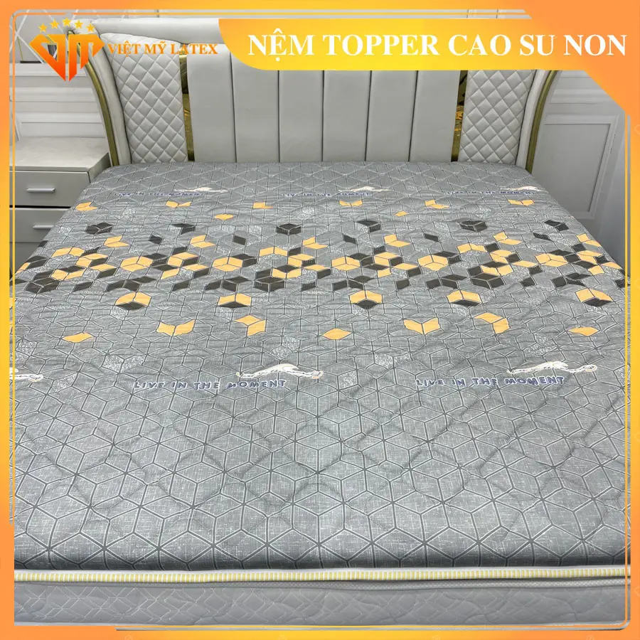Nệm topper cao su non Việt Mỹ xám đậm đủ kích thước, nẹm giá rẻ văn phòng, nệm sinh viên