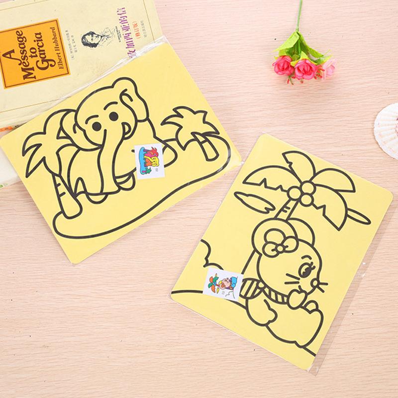 Product Introduction of Creative Toy Large Yellow Bottom Sand Painting Diy Set Children's Creative Color Sand Hand Painting Material Set 2