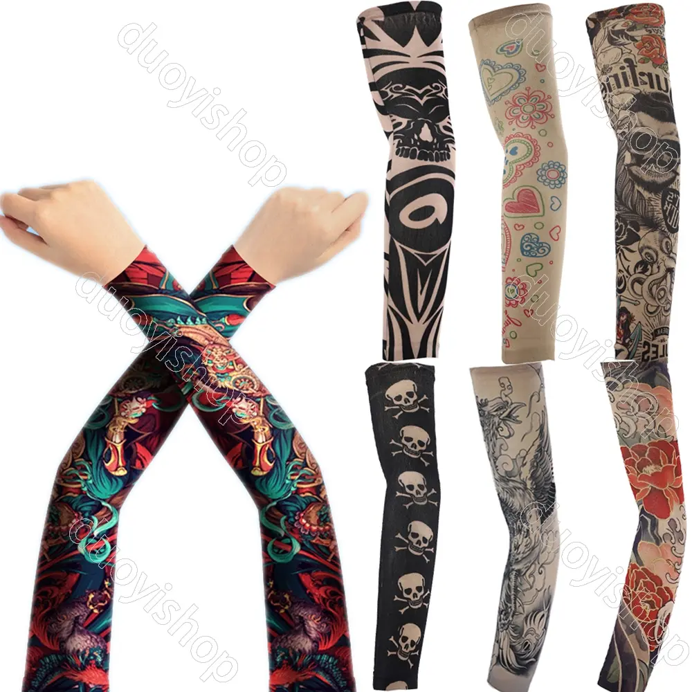 Lengan Lengan Stokin Tangan Anti-UV / Habuk, Bahan Sutera Ais, Set 1 Pasang (2PCS), Sesuai untuk Memancing, Menunggang Motosikal dan Berbasikal, Uniseks Lelaki, Lengan Tatu Outdoor Pelindung Sleeves