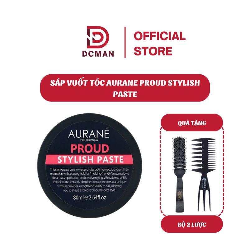 Sáp vuốt Tóc Nam Aurane Proud Stylish Paste 80G Chính Hãng - Dành cho tóc Trung Bình, Dày và Khô Nhẹ