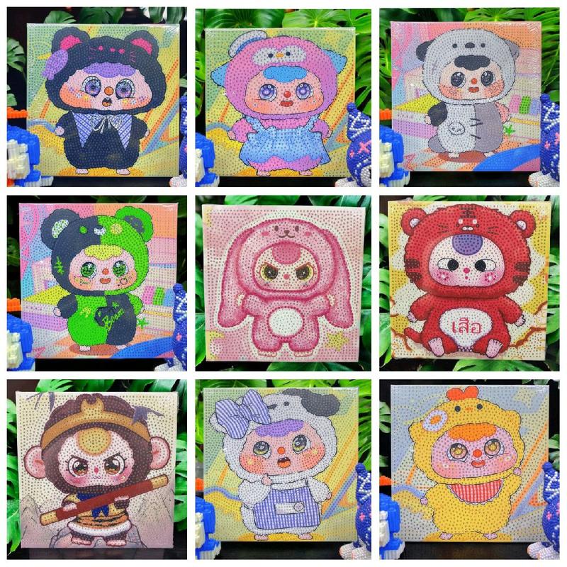 Bộ Tranh Đính Đá Baby three, CAPYPARA, KUROMI...20*20 DIY Tự Làm CÓ KÈM COMBO DỤNG CỤ Khung tranh siêu chắc chắn, toàn bộ mẫu hot... Thêu Chữ Cotton Khâu chéo tranh kim cương kết