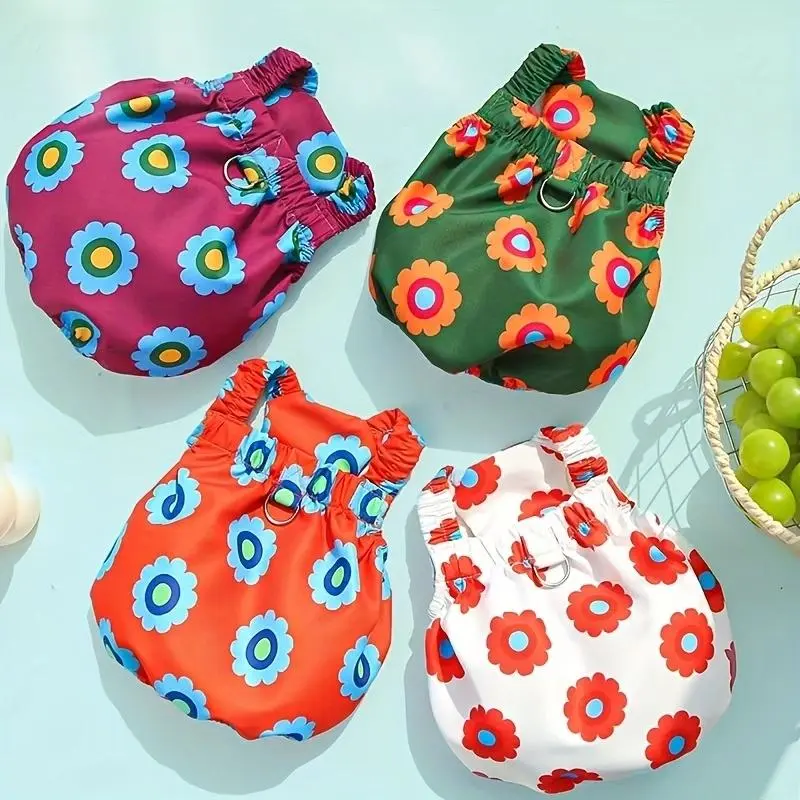 Floral Print Pet Dress, 1 Count Cute Pet Clothes for Small Medium Dogs & Cats, Fashionable Pet Clothing for Daily Wear 2
