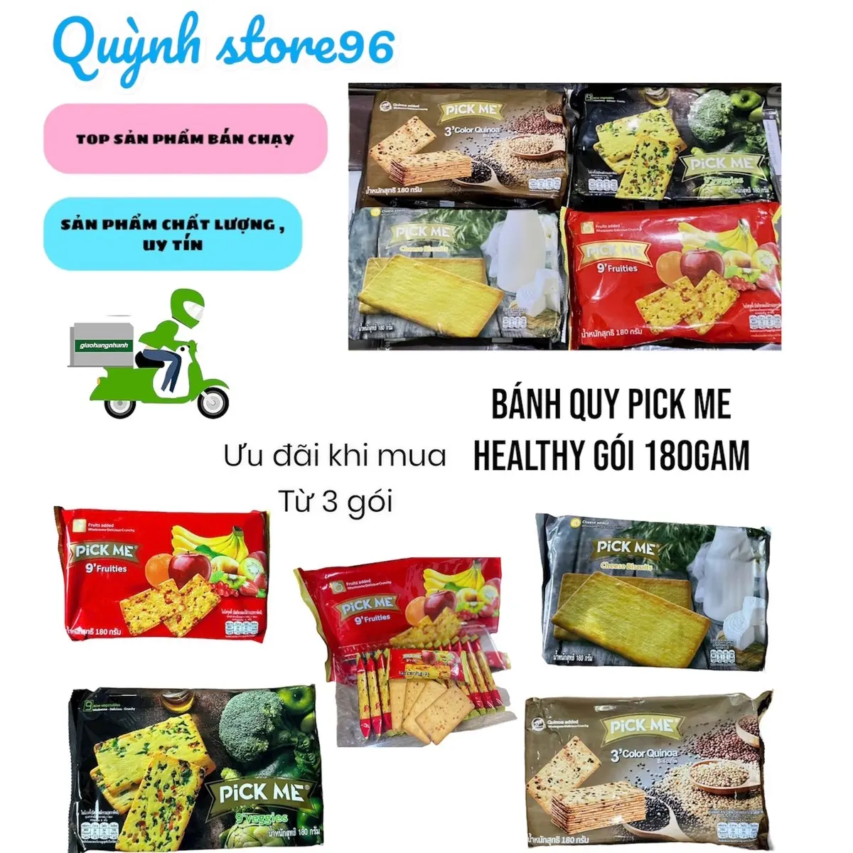 BÁNH ĂN HEALTHY PICK ME THÁI LAN GÓI 180GAM (date mới)