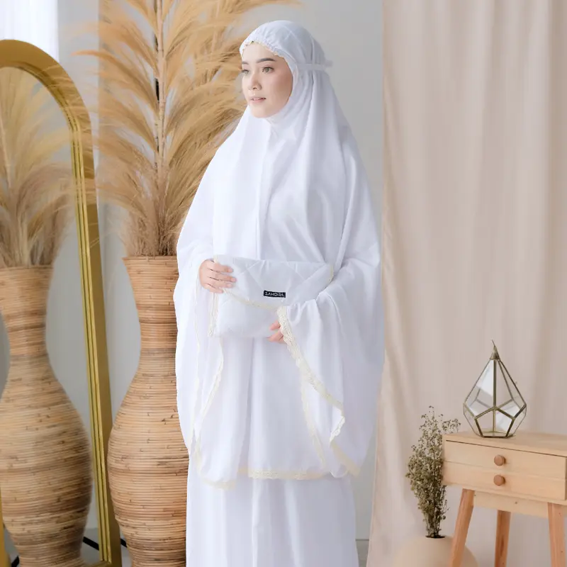 Mukena Putih Premium Bahan Dingin Dewasa - Mukenah Terbaru 2023 3