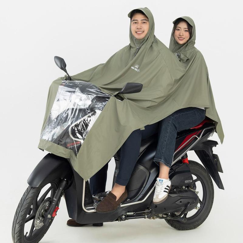 Áo mưa choàng Sơn Thuỷ siêu bền nhựa PVC chống thấm tốt,có lỗ xỏ gương (1 mũ, 2 mũ) Đồng thời sử dụng 2,3 người