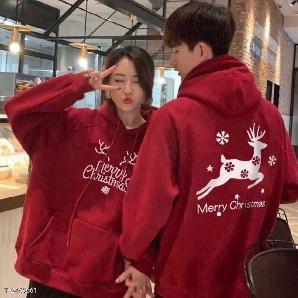Áo hoodie in Merry christmas hình con tuần lộc, from rộng nón 2 lớp, chata nỉ dày mịn