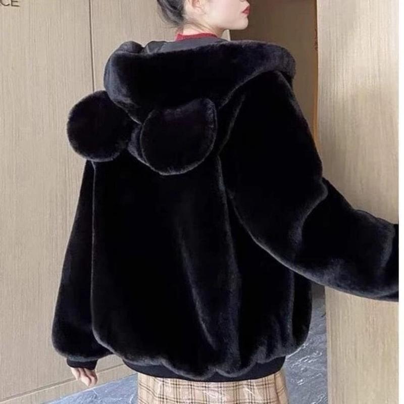Áo khoác hoodies lông cừu mũ tai thỏ dầy dặn siêu ấm áp bất chấp rét đại hàn phong cách hàn quốc
