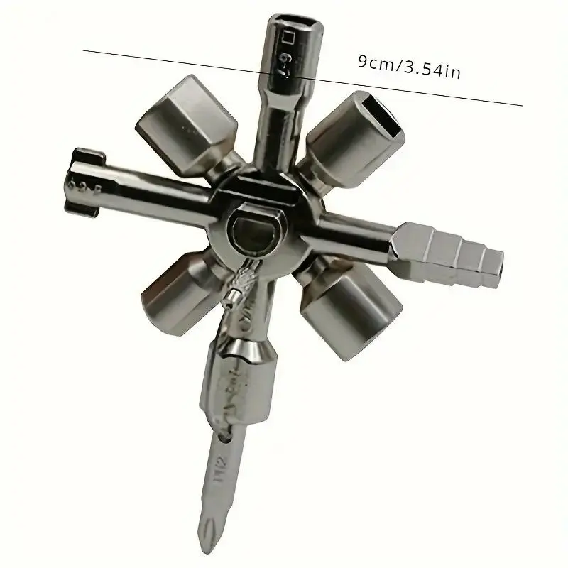 10-in-1 Multifunction Triangle Key Wrench, Elevator Door Valve Cross Ratchet Wrench, Mildew Resistant Manual Tool Set for Elevator, Electric Box & More, Hex Combination Wrench, Multifunctional Wrench, Socket Ratchet Wrench 1