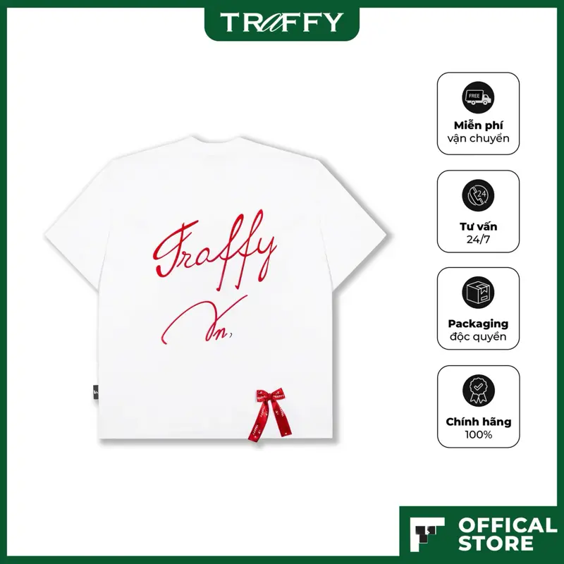[CHÍNH HÃNG] Áo Thun Mặc Couple Gắn Nơ LocalBrand TRAFFY SS2 Đồ Đôi Dễ Thương Đi Date Unisex Hàn Quốc Nam/Nữ Màu Trắng Women Top