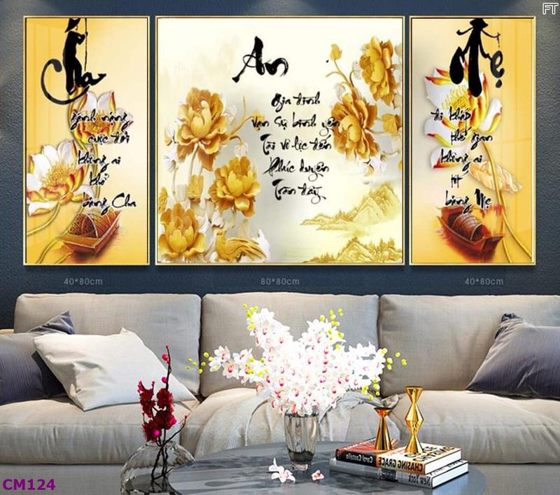 {3 Tấm CỠ LỚN} Tranh tráng gương khổ lớn Phòng Khách Treo Tường