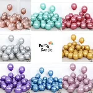 [Paket Latex] Balon Bulat Chrome Latex Warna isi 15pcs