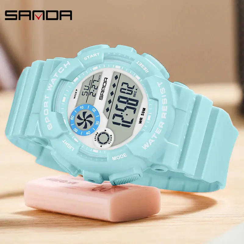 Jam Tangan Elektronik Tentera, Sanda, Mewah, Kalis Air, Sesuai untuk Sukan, Individu, Pelajar dan Kanak-kanak, Jam Tangan Digital, 6114