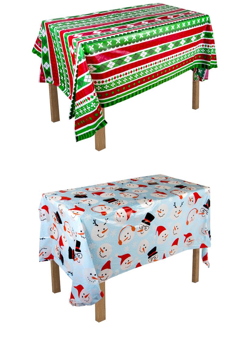 Product Introduction of Christmas Tablecloth Disposable Plastic Rectangle Xmas Picnic Table Cover Christmas Pattern Printed Dining Table Cloth for Xmas Kitchen Decorations Holiday Party 2