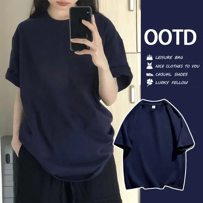 Áo thun trơn chất liệu cotton co giãn 4 chiều 100% sợi bông mịn không xơ form rộng  Top  nam nữ cổ tròn đơn giản, áo phông trơn unisex  Women tay lỡ dễ phối đồ thoáng mát nhẹ mềm mịn thấm hút mồ hôi tốt phông tay lỡ oversize trắng đen basic 260g #0001