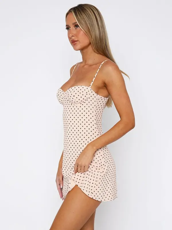 Women's Polka Dot Print Cami Dress, Casual Sleeveless Spaghetti Strap Short Dress for Summer, Ladies Clothes for Beach Holiday, Womenswear 5
