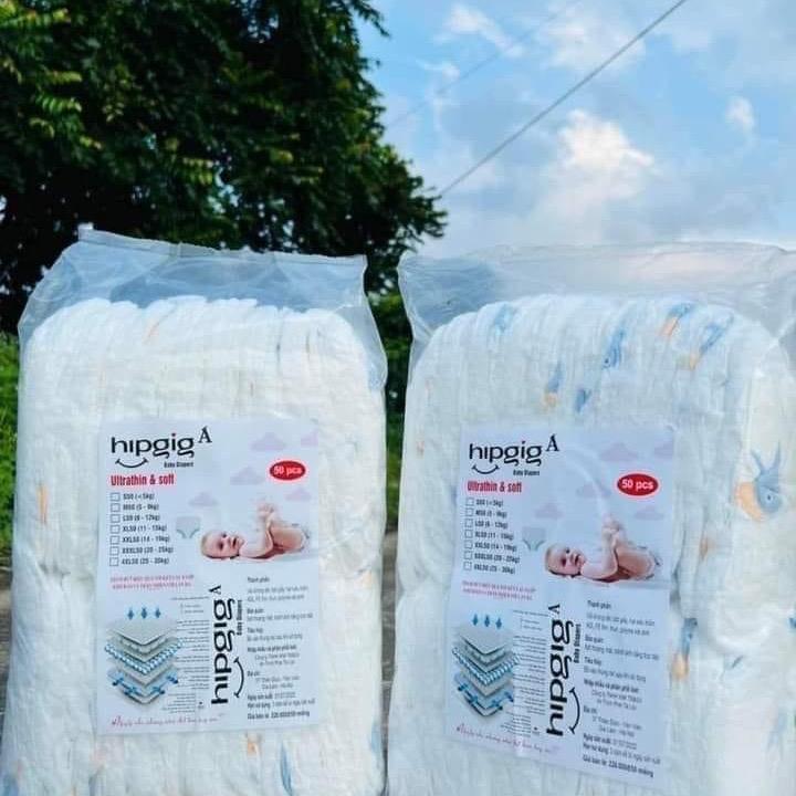 Bỉm quần cho bé combo 100 chiếc fom suông Hip A mỏng mềm thấm từ 500-700ml kèm quà sz M ,L Xl