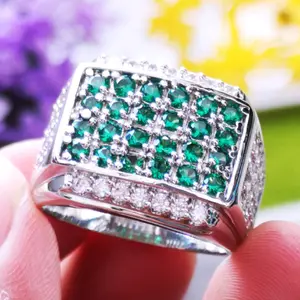 Batu Cincin Permata Tabur Green Stavorite Garnet Set Ring Silver Bertabur Zircon High Quality