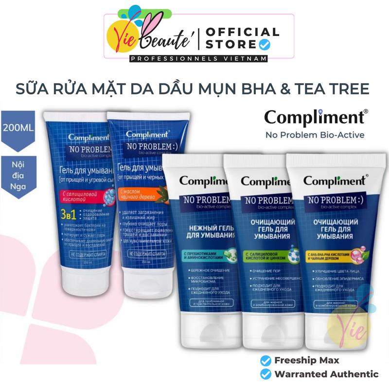 Gel Rửa Mặt Compliment No Problem - Hỗ Trợ Làm Sạch Da 200ml Skincare Làm Đẹp Da