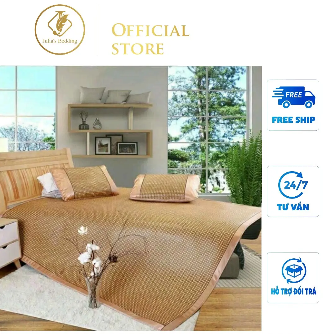 Chiếu mây điều hoà NÓT LỤA cao cấp, hàng nhập khẩu, thiết kế chun cài 4 góc chắc chắn, chất liệu siêu mát