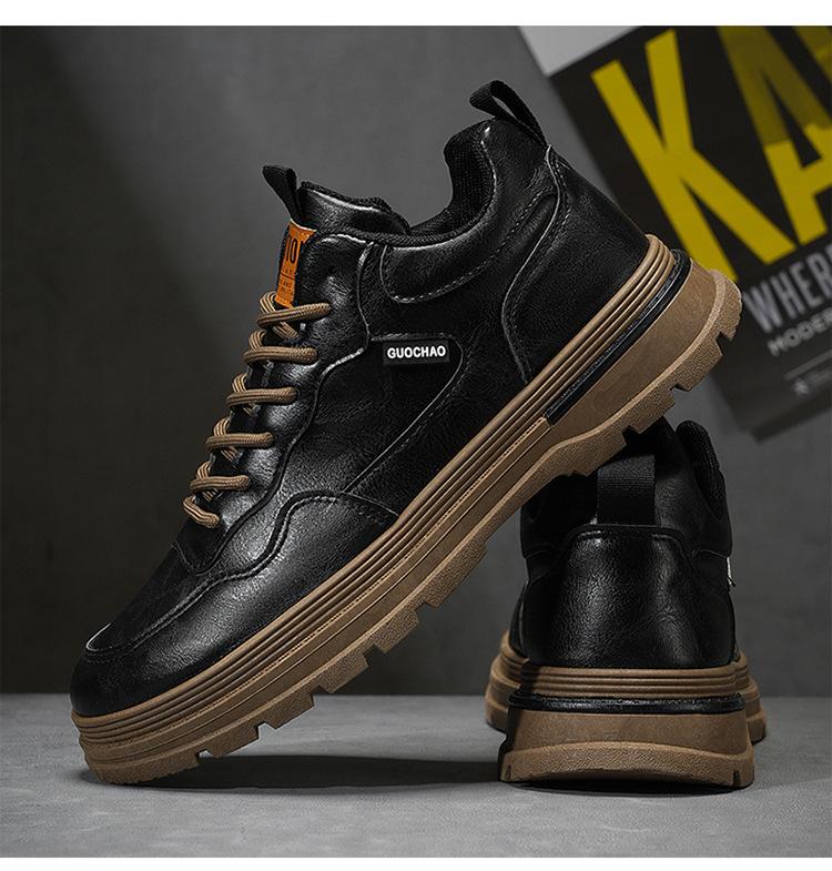 Giày Nam Da PU Cao Cấp 3AT-R8876 Kiểu Dáng Đơn Giản Thanh Lịch Màu NÂU/ĐEN Đế Cao Su Sneaker Shoes Đế Bằng