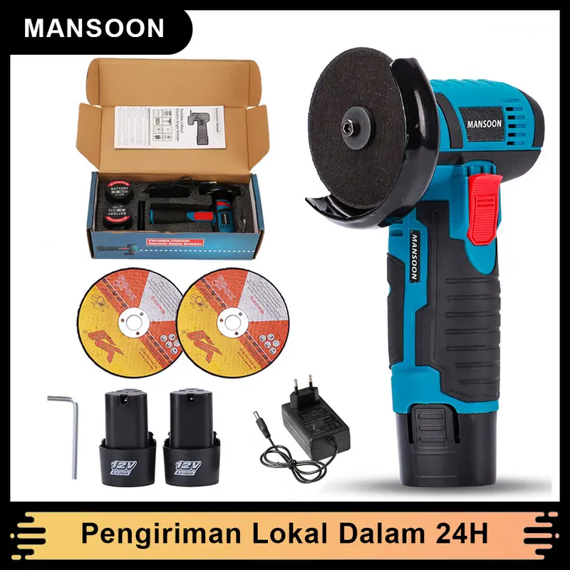 MANSOON Gerinda Sudut Mini 3'' Mesin Gerinda Tangan Alat Pemotong Alat Listrik Penggiling Sudut Nirkabel Angle Grinder 0