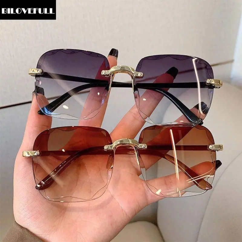 Fashion Sunglasses for Women Shades for Aesthetic UV Protection Frameless Sun Glasses 2024 New Eyeglasses Personality Casual 7 Colors To Choose From BILOVEFULL