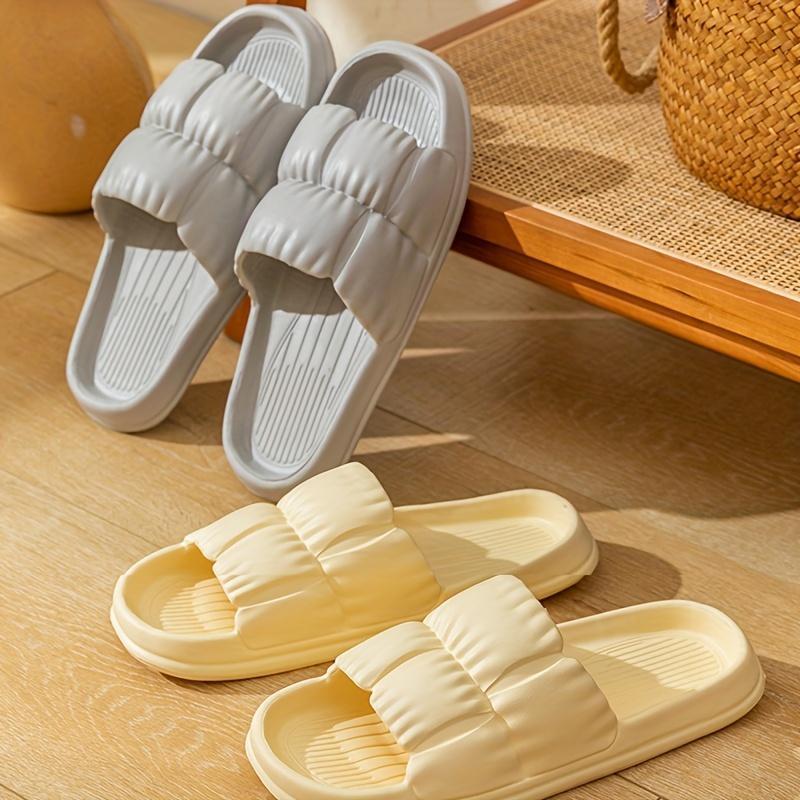 VMI EVA Slides - Textured Solid Color, Non-Soft Sole Home & Beach Vacations |   Comfortable, Portable, All-Season Footwear, Beach Shoes Women Girl slippers  for  women 3