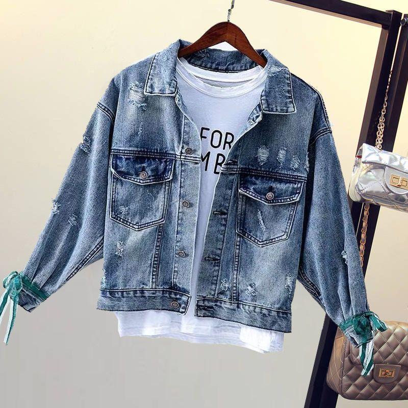 Áo Khoác Denim Thêu, Phổ Biến Trên Internet, Dành Cho Nữ, Dáng Rộng Vừa Vặn, Phong Cách Hàn Quốc, Thích Hợp Cho Mùa Xuân Và Mùa Thu, Thiết Kế Bạn Trai, Thời Trang Ngắn Công Nghiệp Nặng, Xu Hướng Châu Âu, Hàng Mới Về Năm 2021 Top Women Jacket 2
