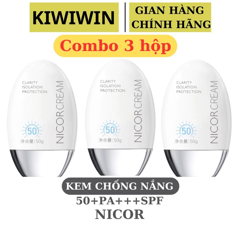 Combo 3 Kem Chống Nắng Nicor 50 SPF 50+ PA+++ bảo vệ nâng toner da-KIWI WIN Skincare Sunscreen