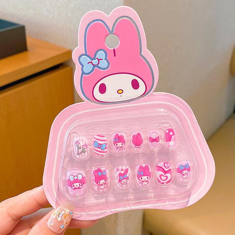 Product Introduction of Kids Wearing Nails Safe Non-Toxic Little Girl Cute Waterproof Manicure Patch Children Kuγomi Cartoon Nail Stickers 20