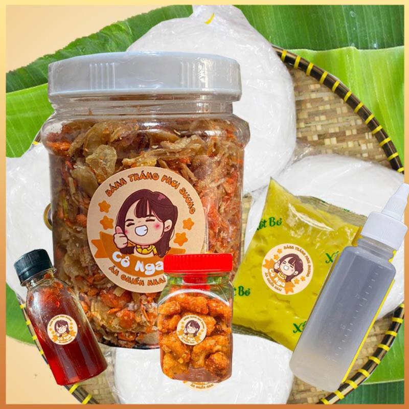 COMBO 6 món: Bánh tráng phơi sương 150gr, muối ruốc hành phi 100gr , bơ 100gr tóp mỡ sốt tắc