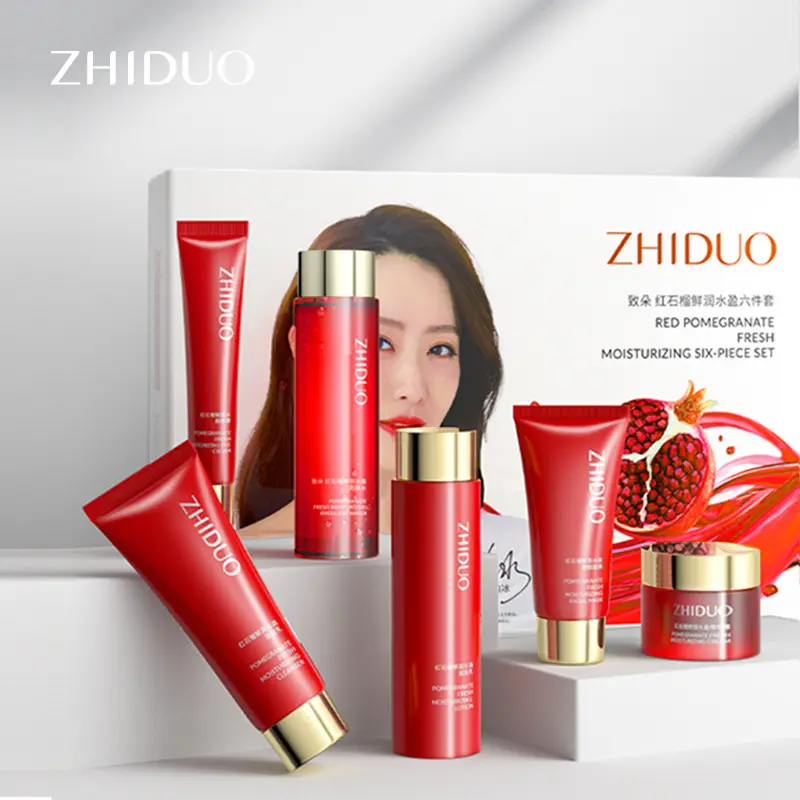Zhiduo Pomegranate Fresh Moisturizing and Moisturizing Set, Moisturizing, Beautiful, Dry and Clean Six-Piece Set