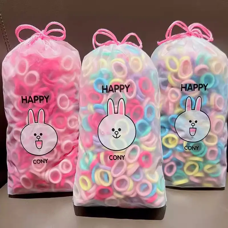 200pcs Set Ponytail Hair Ties for Kids Korean Fashion High Elastic Rubber Band Baby Girl Hair Tie Hair Accessories
