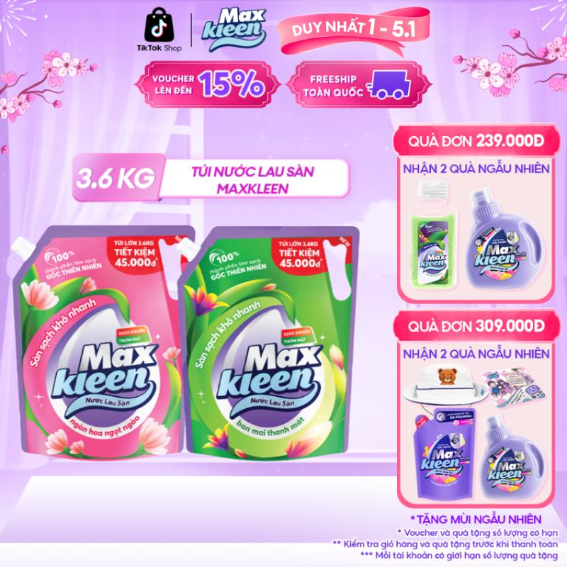   DUY NHẤT 1-5.1  ĐƠN 239K TẶNG 2 QUÀ   Túi Nước Lau Sàn Làm Sạch MaxKleen 3.6kg 