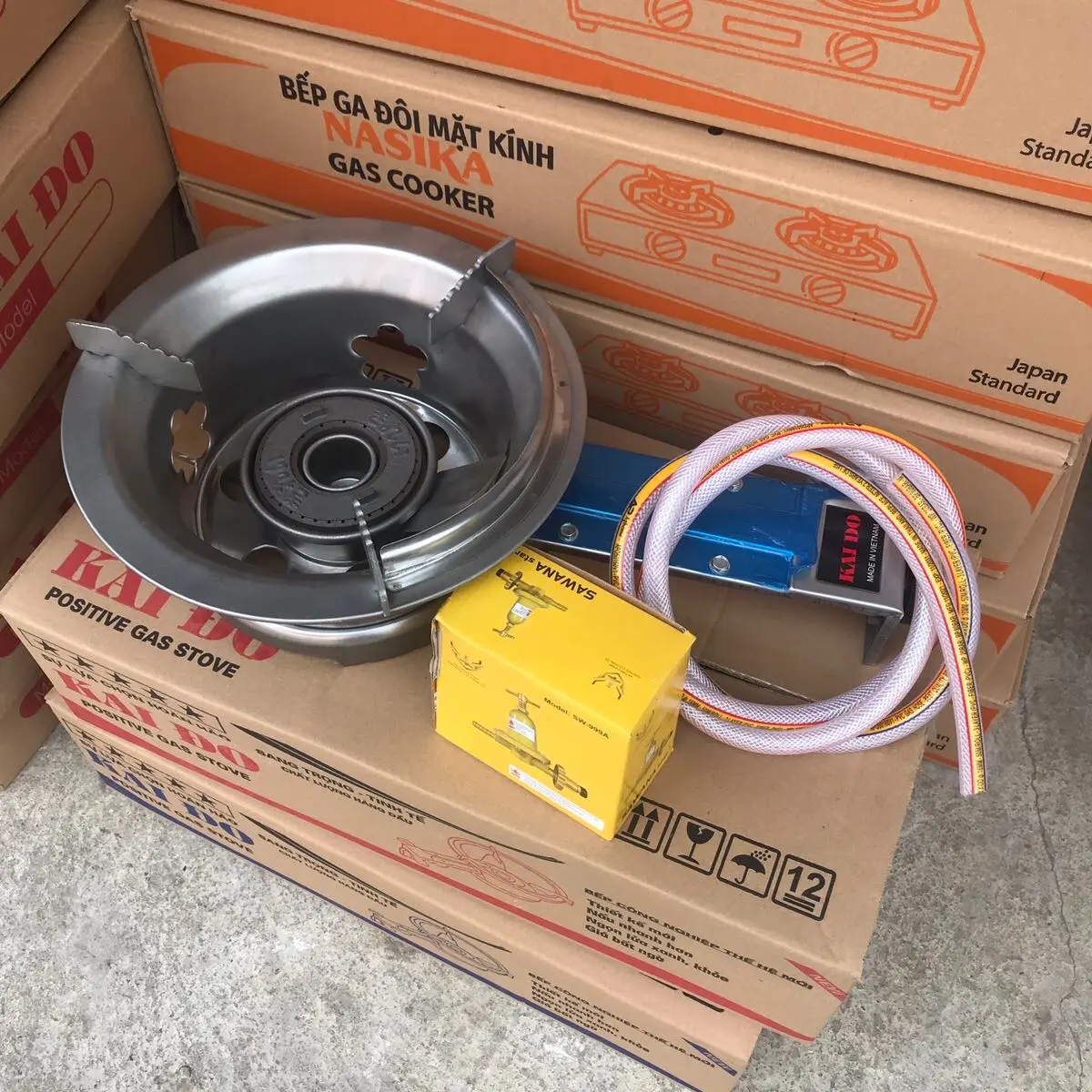 {Bếp công nghiệp hansan} thép không rỉ combo đầy đủ van dây bếp  ga