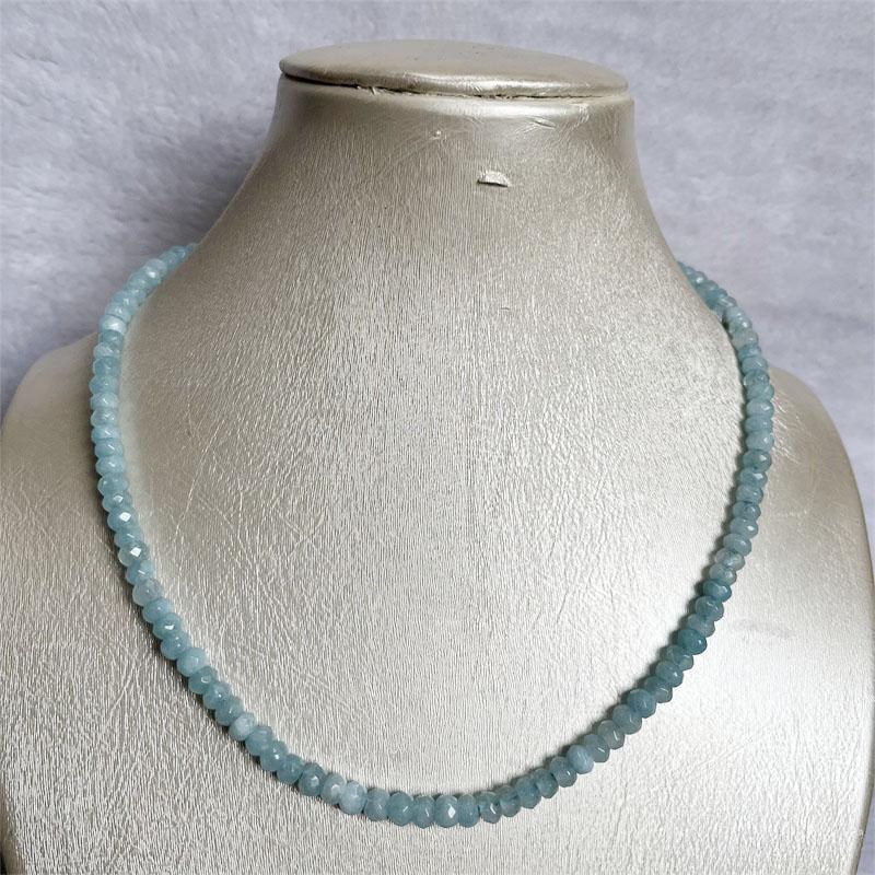 Product Introduction of 4*6MM Faceted Aquamarine Necklace Power Natural Stone Jewelry Dance Health Care Gemstone Protection Healing Yoga 40/45/50/55CM 6