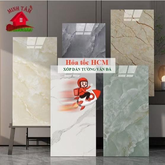 Combo 50 Miếng dán tường giả đá thạch anh cao cấp, xốp nhựa dán tường giả gạch men giá rẻ