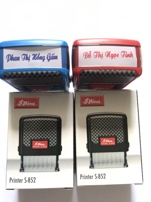 Khắc dấu tên 1 dòng, 2 dòng theo yêu cầu Shiny S852 loại tốt, mực in đều, đẹp