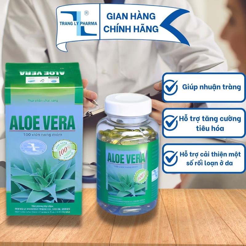 Viên uống Aloe Vera giúp nhuận tràng, hỗ trợ tăng cường tiêu hóa, cải thiện làn da mịn màng lọ 100 viên Trang Ly Pharma 1