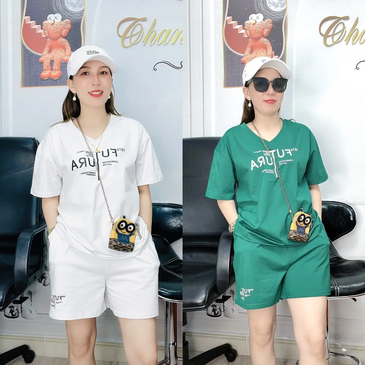MÃ _G161: BỘ THUN THÁI PHOM RỘNG 45-75kg .Cổ tim ,Chất cotton co giãn bốn chiều,mềm mịn mát.tay ngắn,quần đùi cạp lưng thun êm .Phong cách thể thao Áo Thun